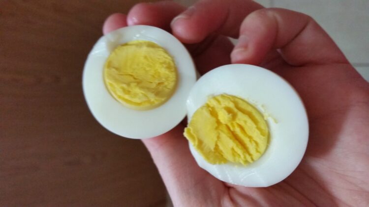 hard boiled egg split in half