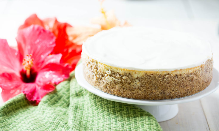 whole keto cheesecake picture with flowers