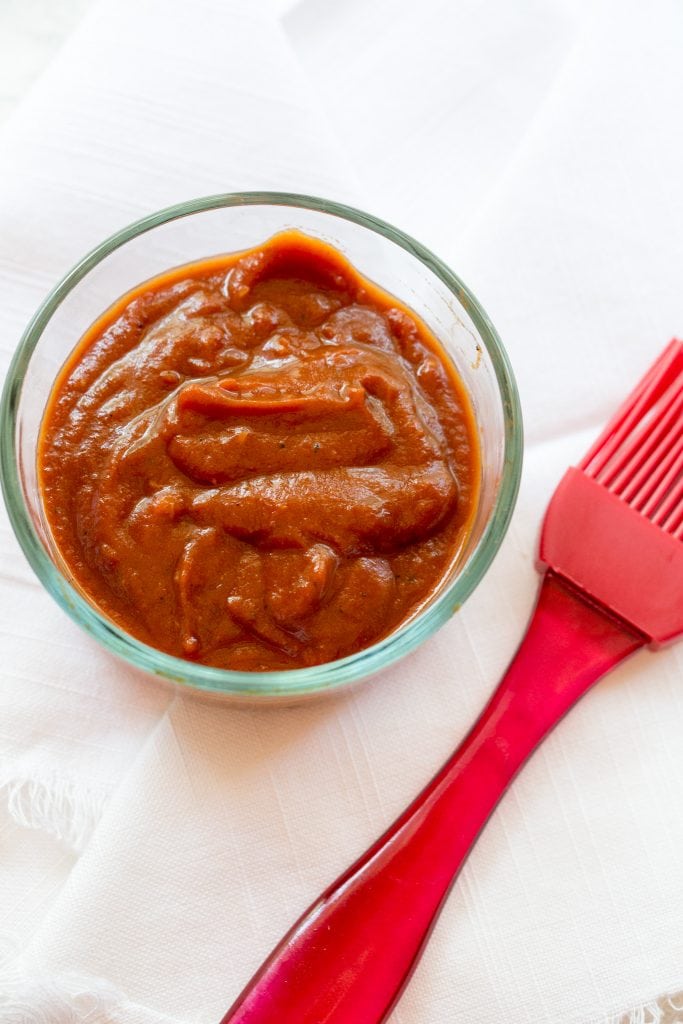 low carb keto bbq sauce and a sauce brush