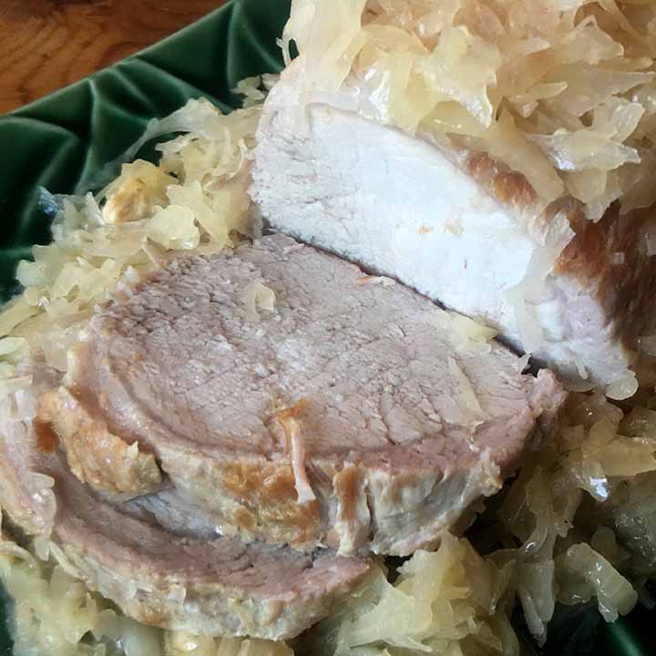 image of keto instant pot pork and sauerkraut meal