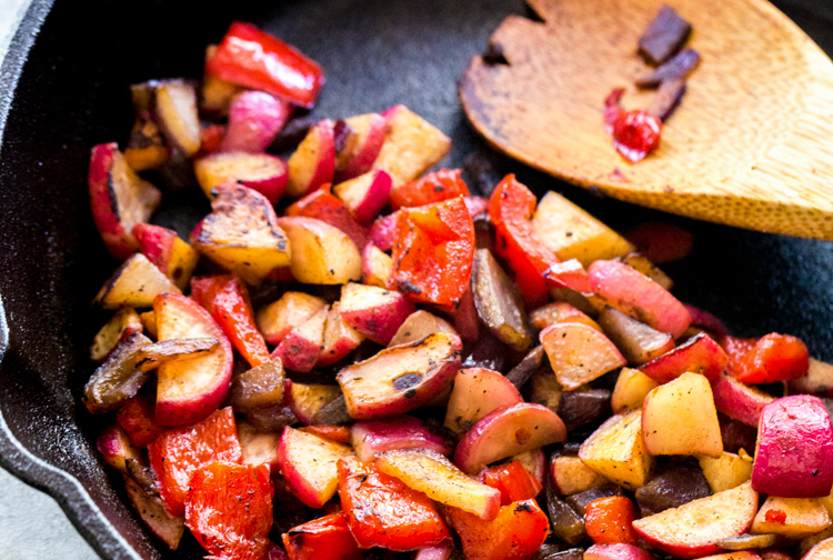 Horizontal photo of Low Carb Hash with wooden spoon