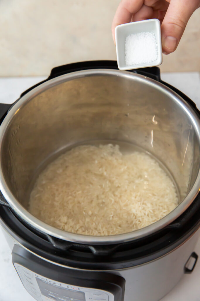 pouring salt into an instant pot