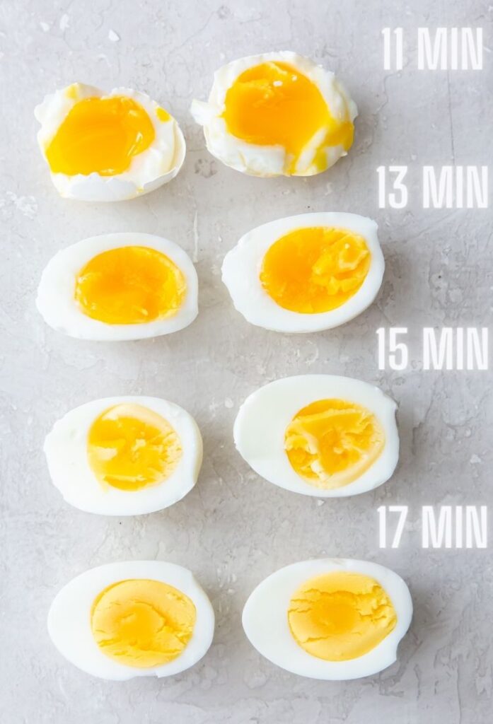 diagram of time to air fry hard boil eggs