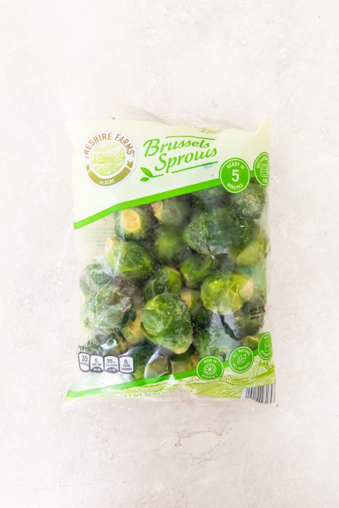 a bag of Aldis brussel sprouts which have been frozen.