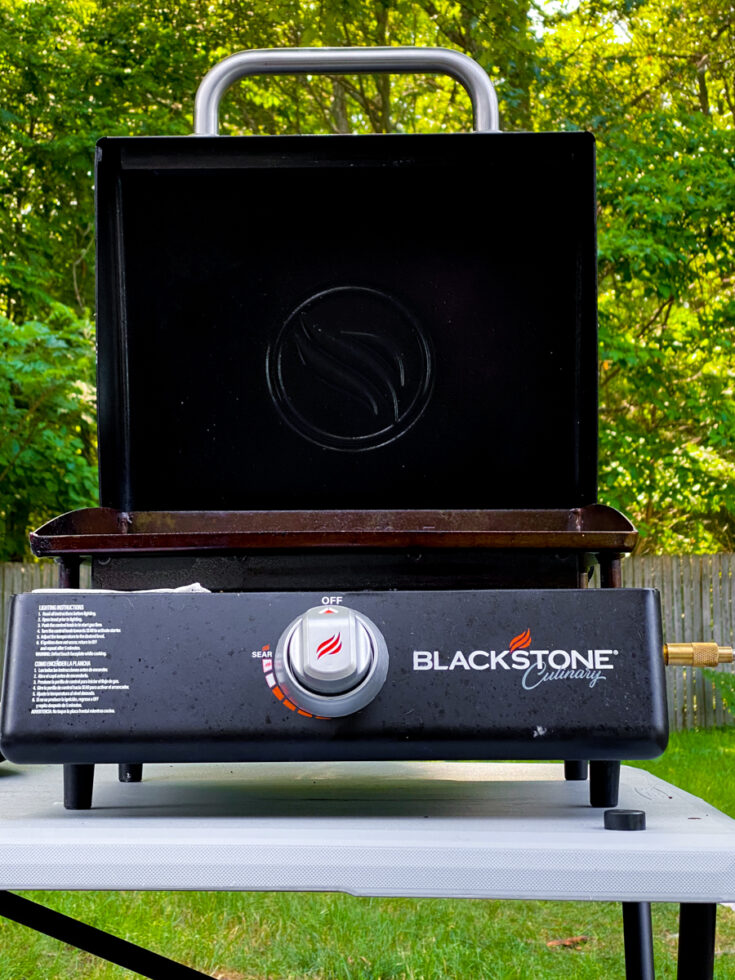 portable Blackstone griddle on a table