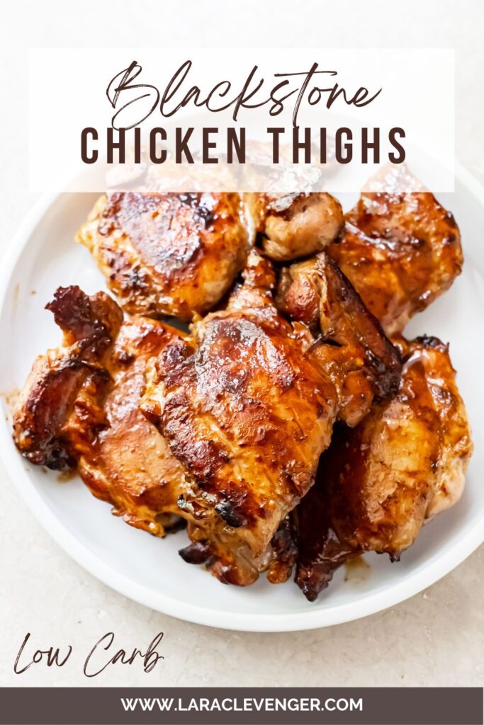 pinterest image for blackstone chicken thighs