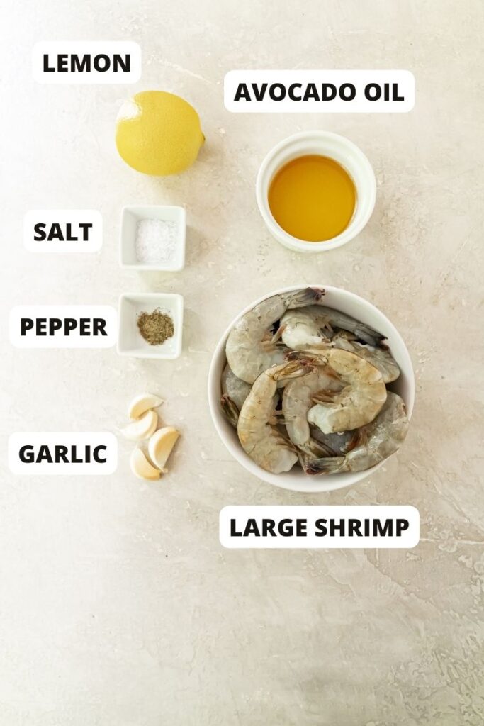 ingredients to make blackstone shrimp in individual containers