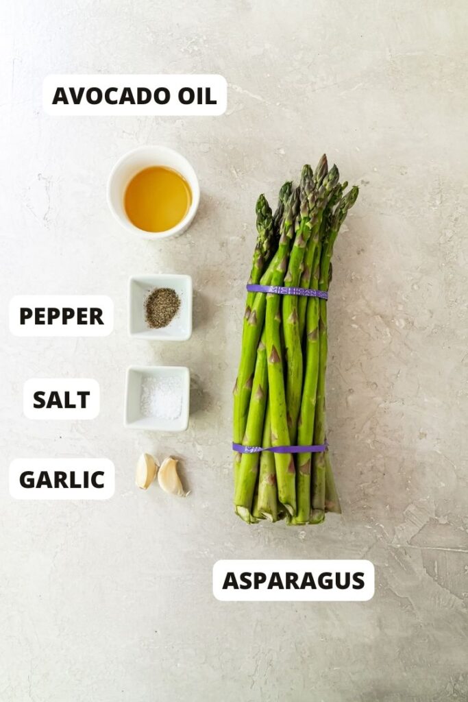 ingredient flat lay to make grilled asparagus