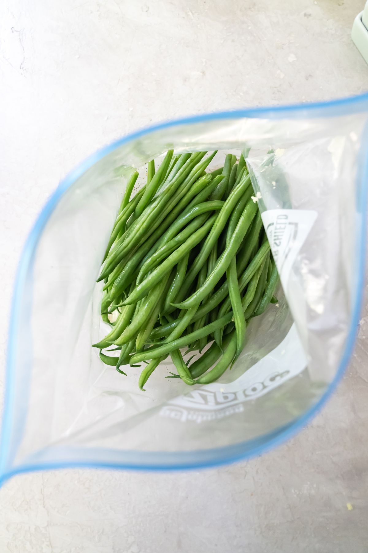 green beans in a large baggie