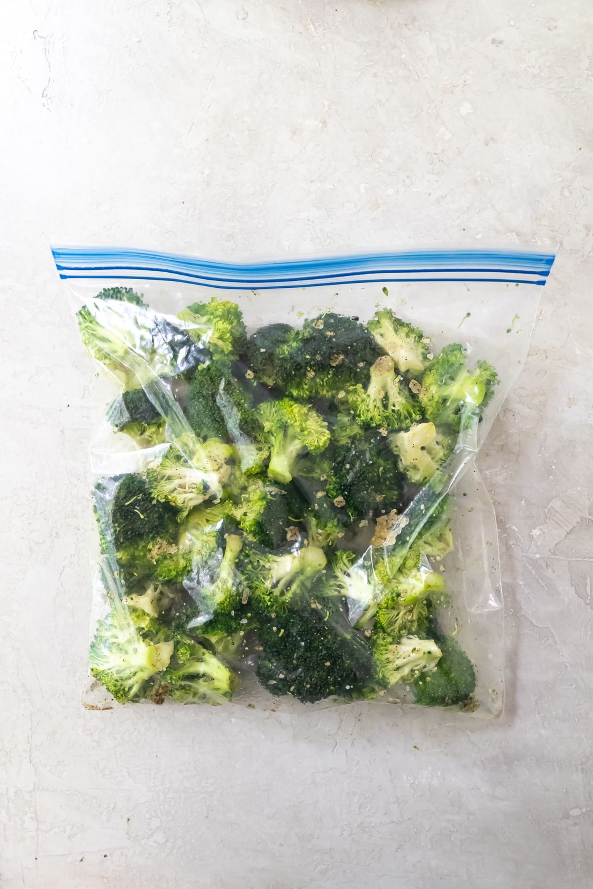 broccoli in a baggie with all the spices