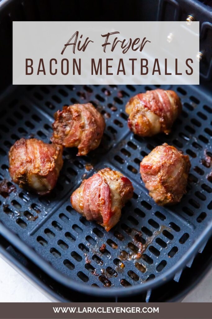 pin of bacon meatballs in the air fryer