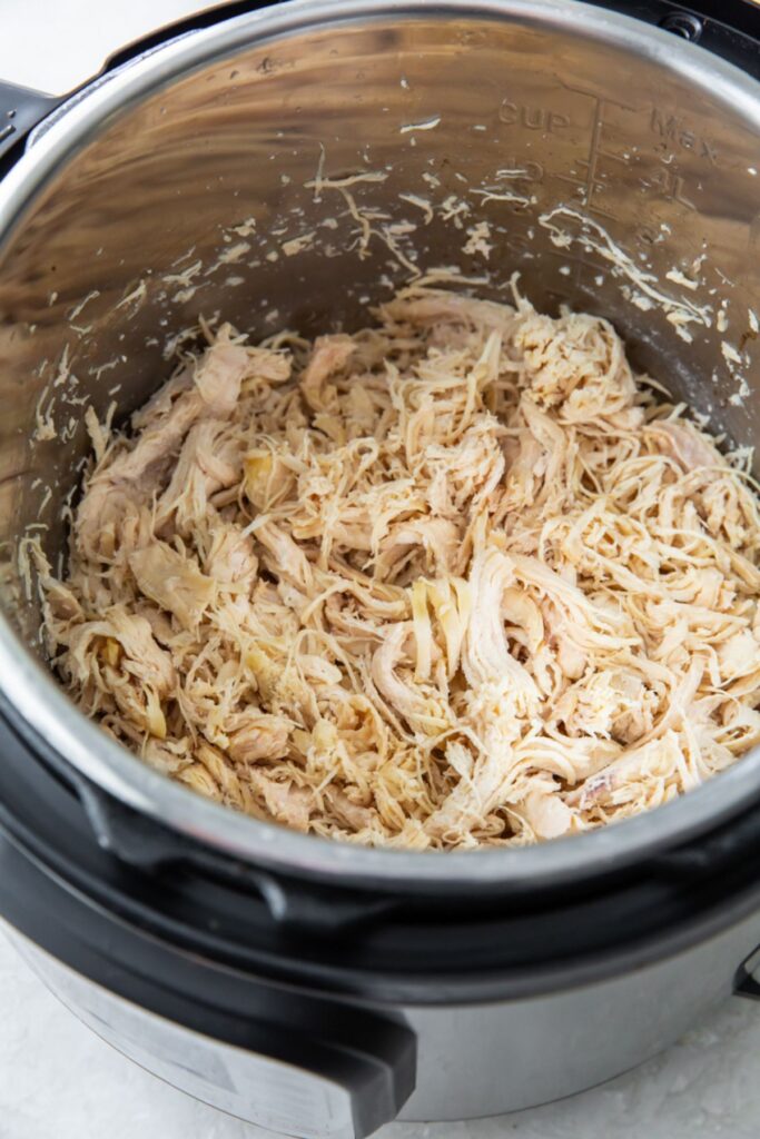 cooked frozen shredded chicken breasts in the instant pot