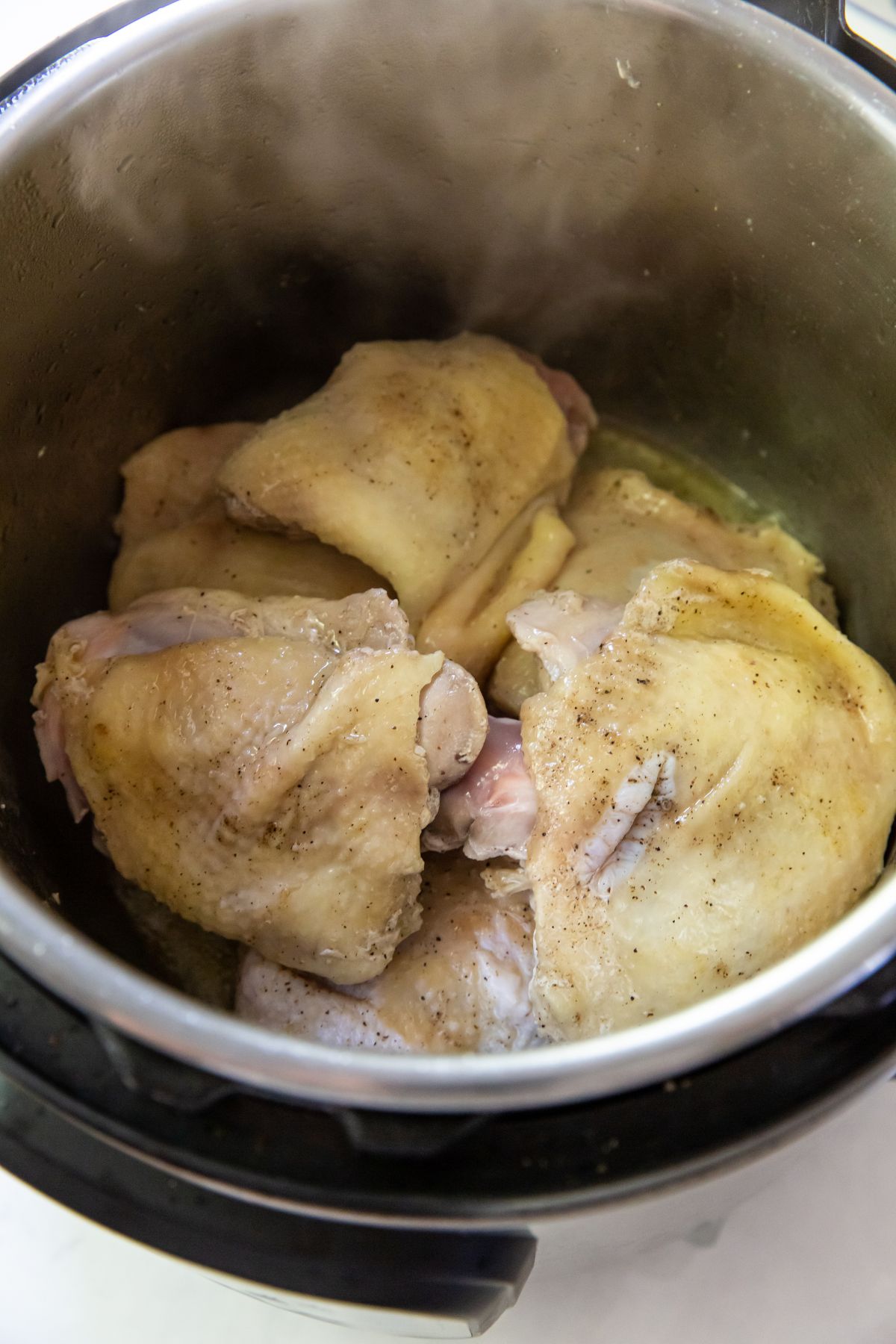 cooked chicken thighs in the instant pot