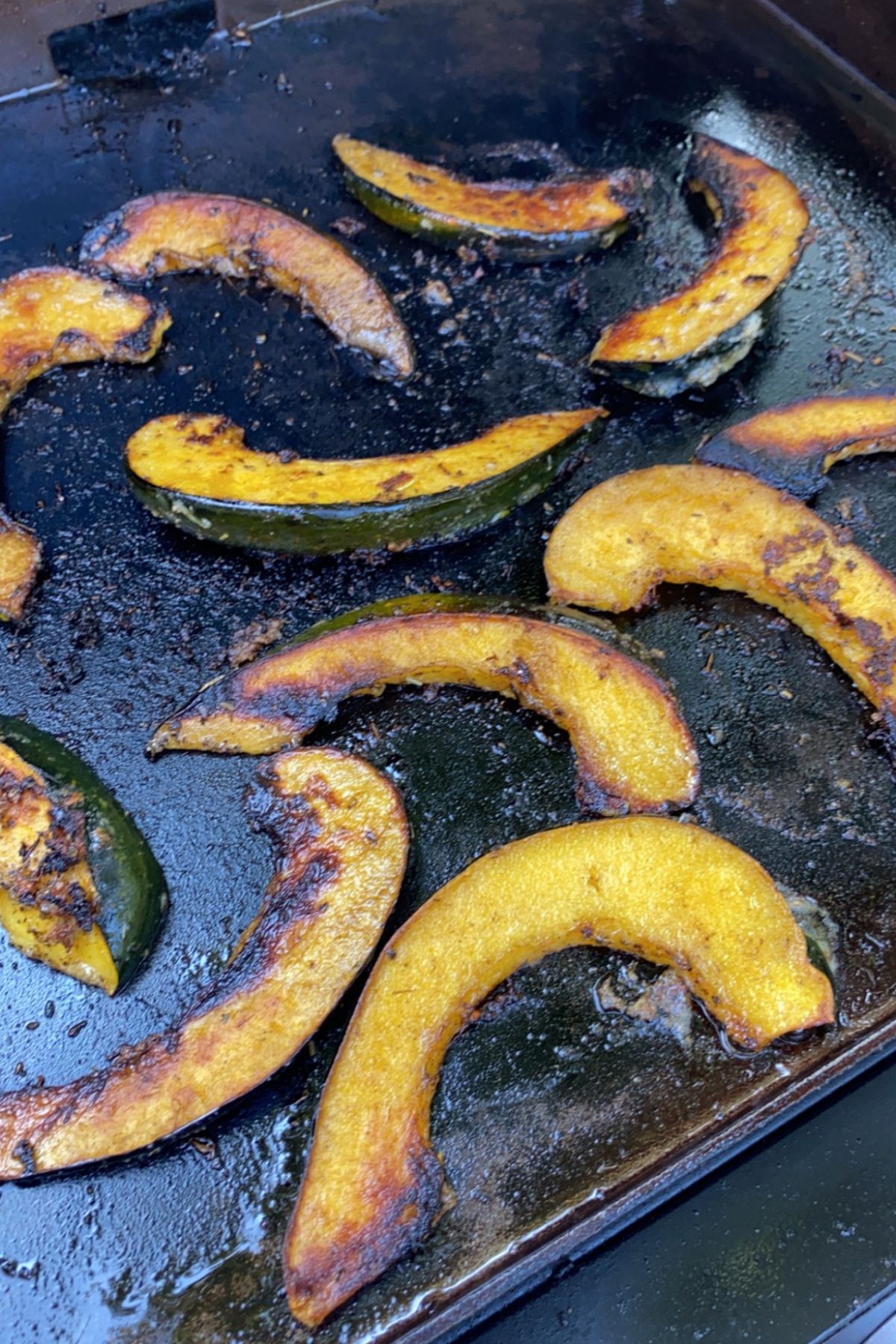 cooking acorn squash on The Blackstone griddle 