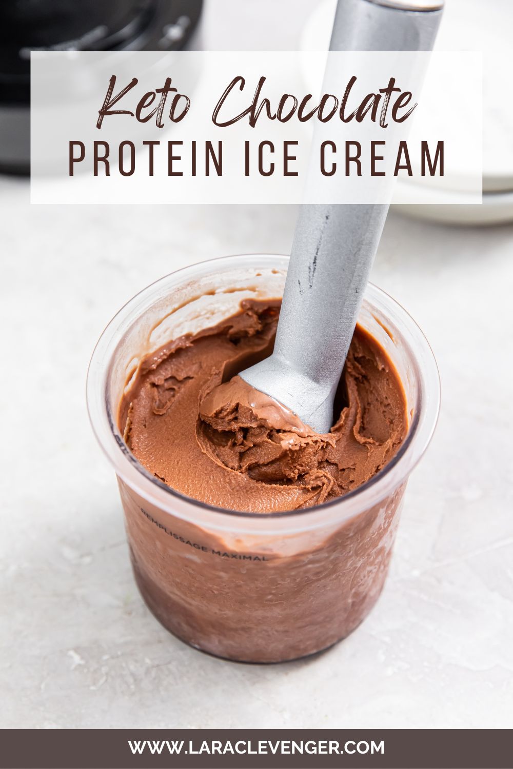 pinterest image for keto chocolate protein ice cream