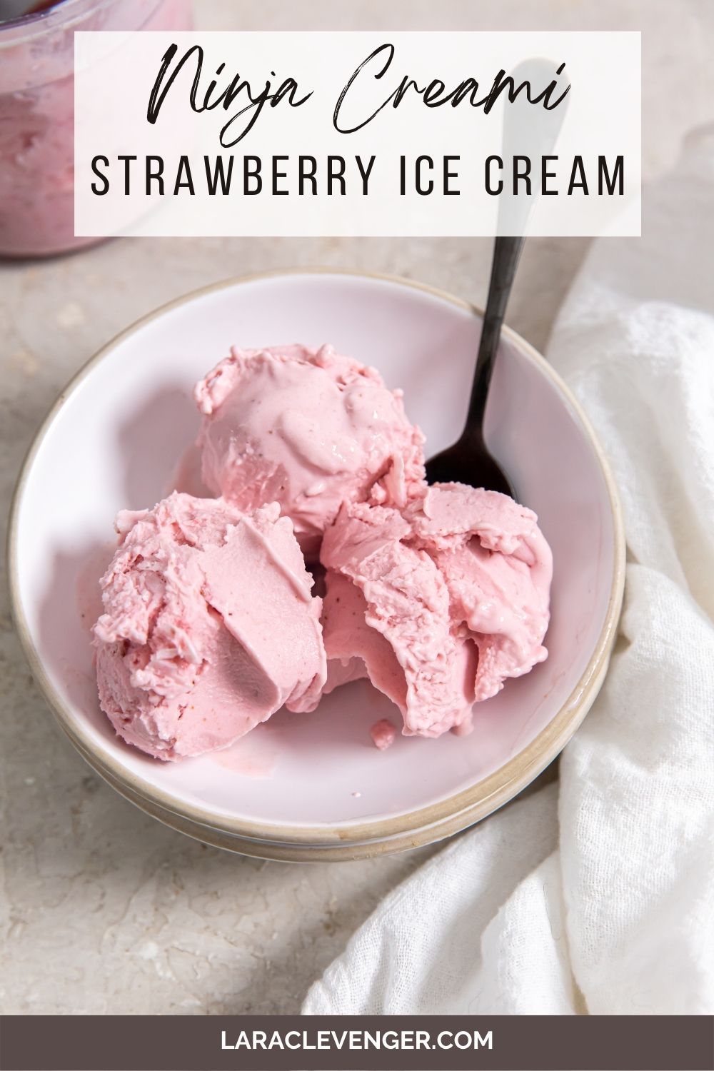 pinterest image for strawberry ice cream in the ninja creami