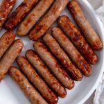 air fryer breakfast sausage on a white plate