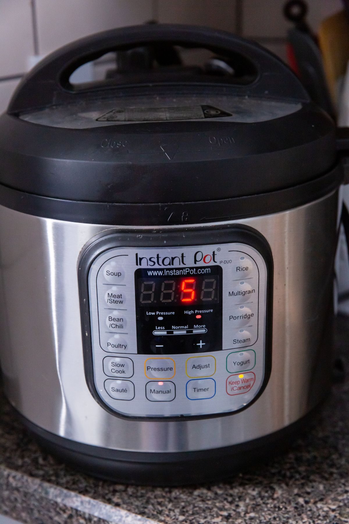 Instant Pot with 5 minutes on the counter