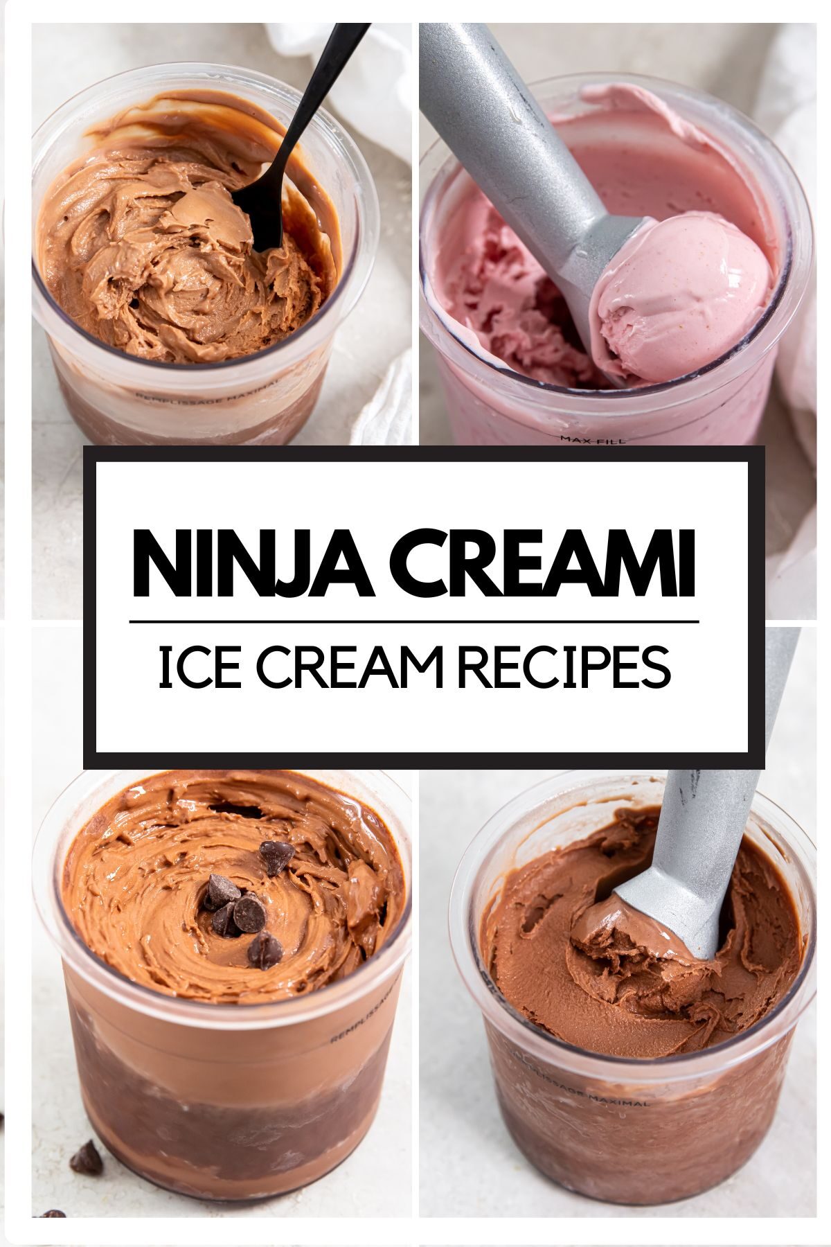pinterst collage for Ninja Creami recipes with 4 different flavors