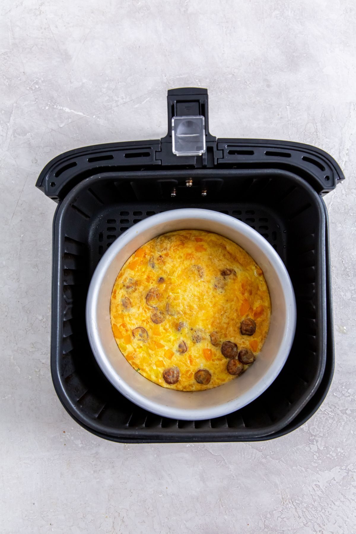 omelet in a baking pan in the air fryer