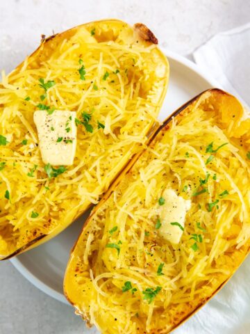 Roasted Spaghetti Squash with butter on top