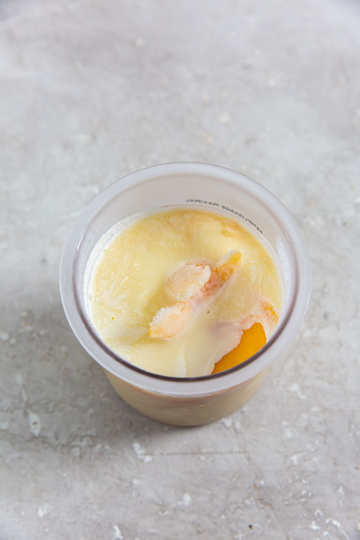 frozen peaches and cream in a pint