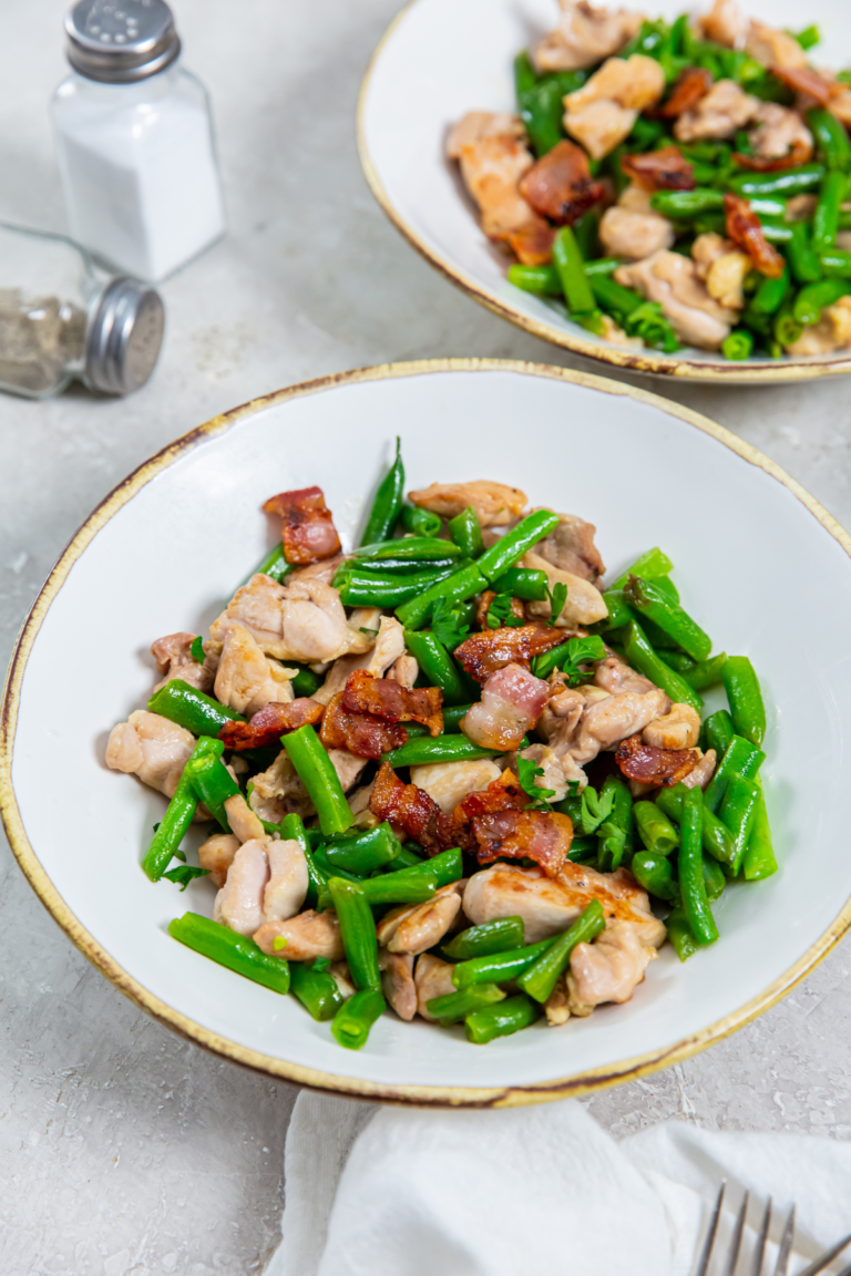 Skillet Chicken Thighs, Bacon, and Green Beans Lara Clevenger