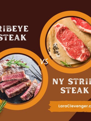 graphic of NY strip steak vs ribeye