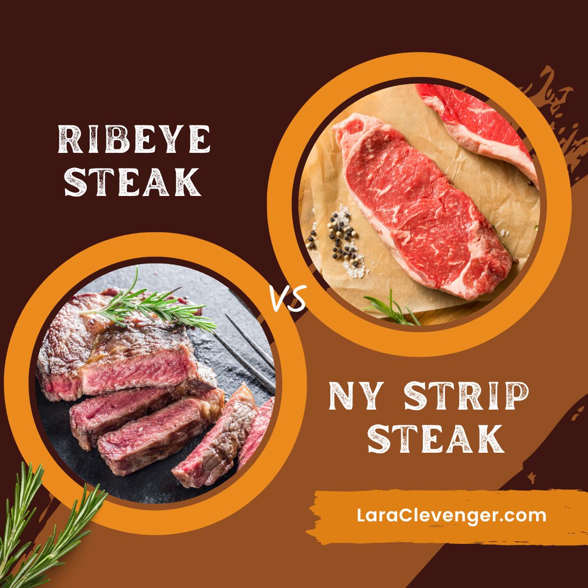 graphic of NY strip steak vs ribeye