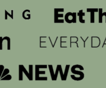 A group of logos featuring the words 'eat this that' and 'prevent this that' designed by a media dietitian.