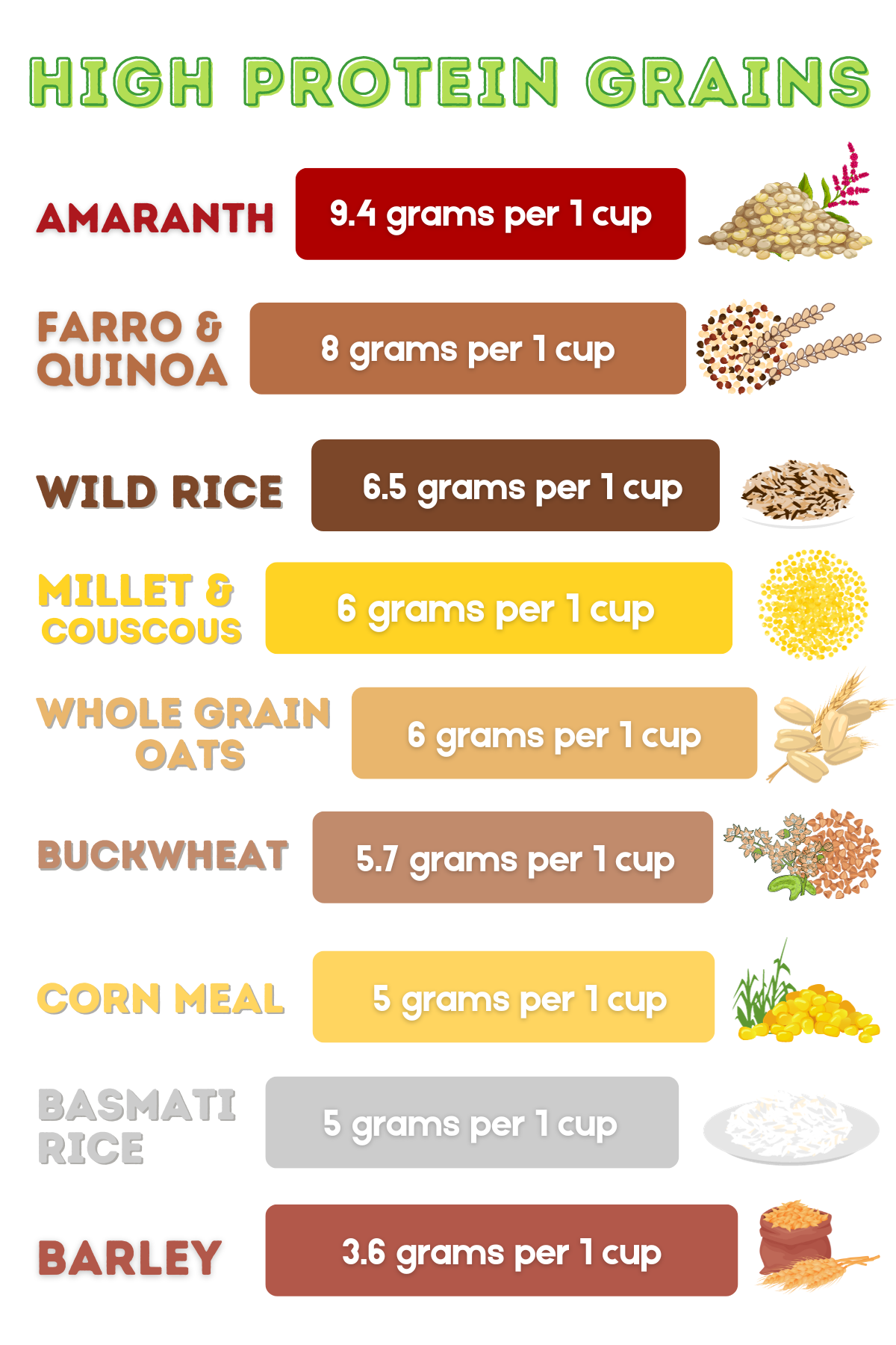High protein grains infographic.