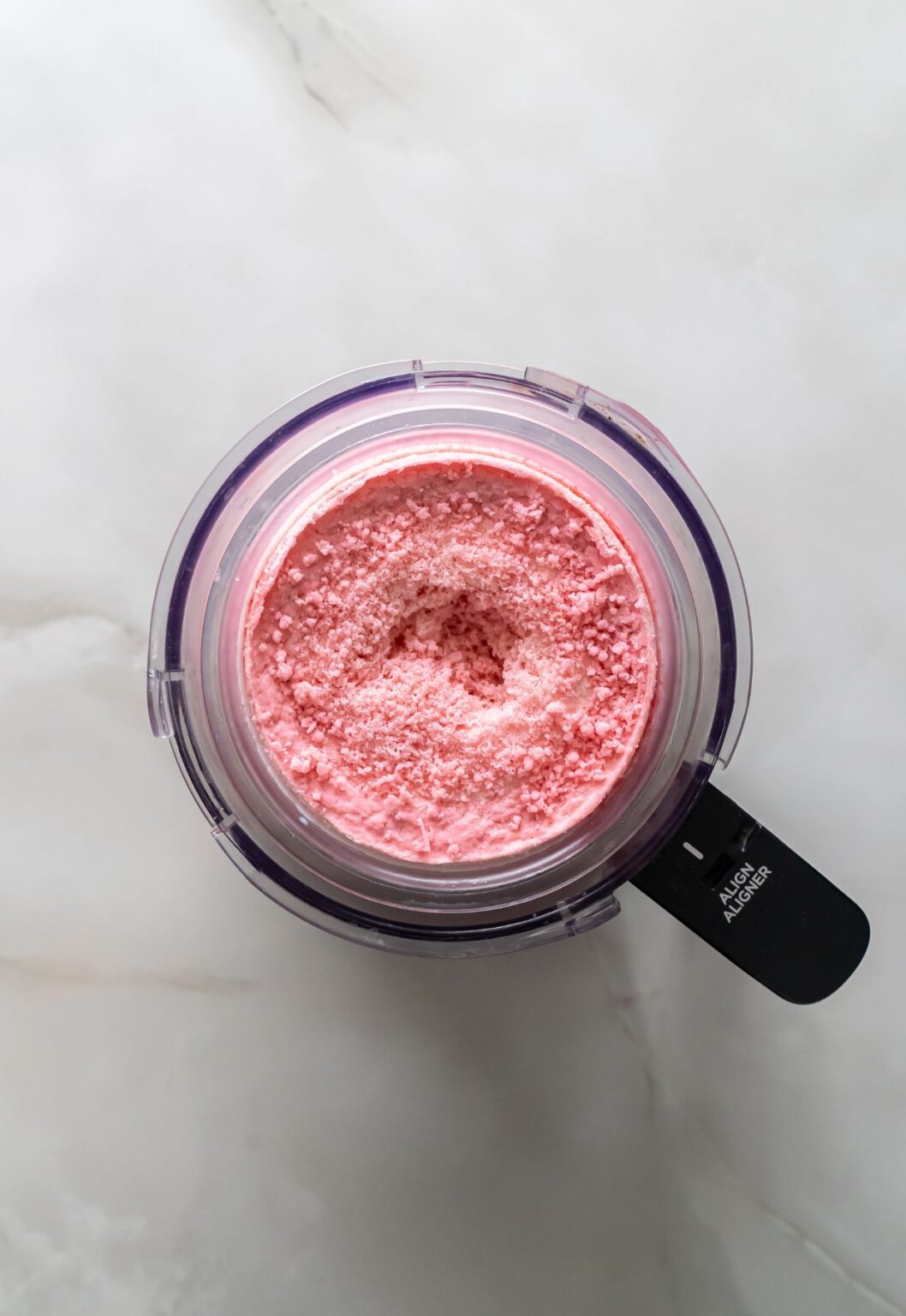 Ninja Creami strawberry ice cream in progress.