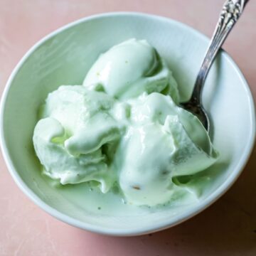 Pistachio Protein Ice Cream with spoon