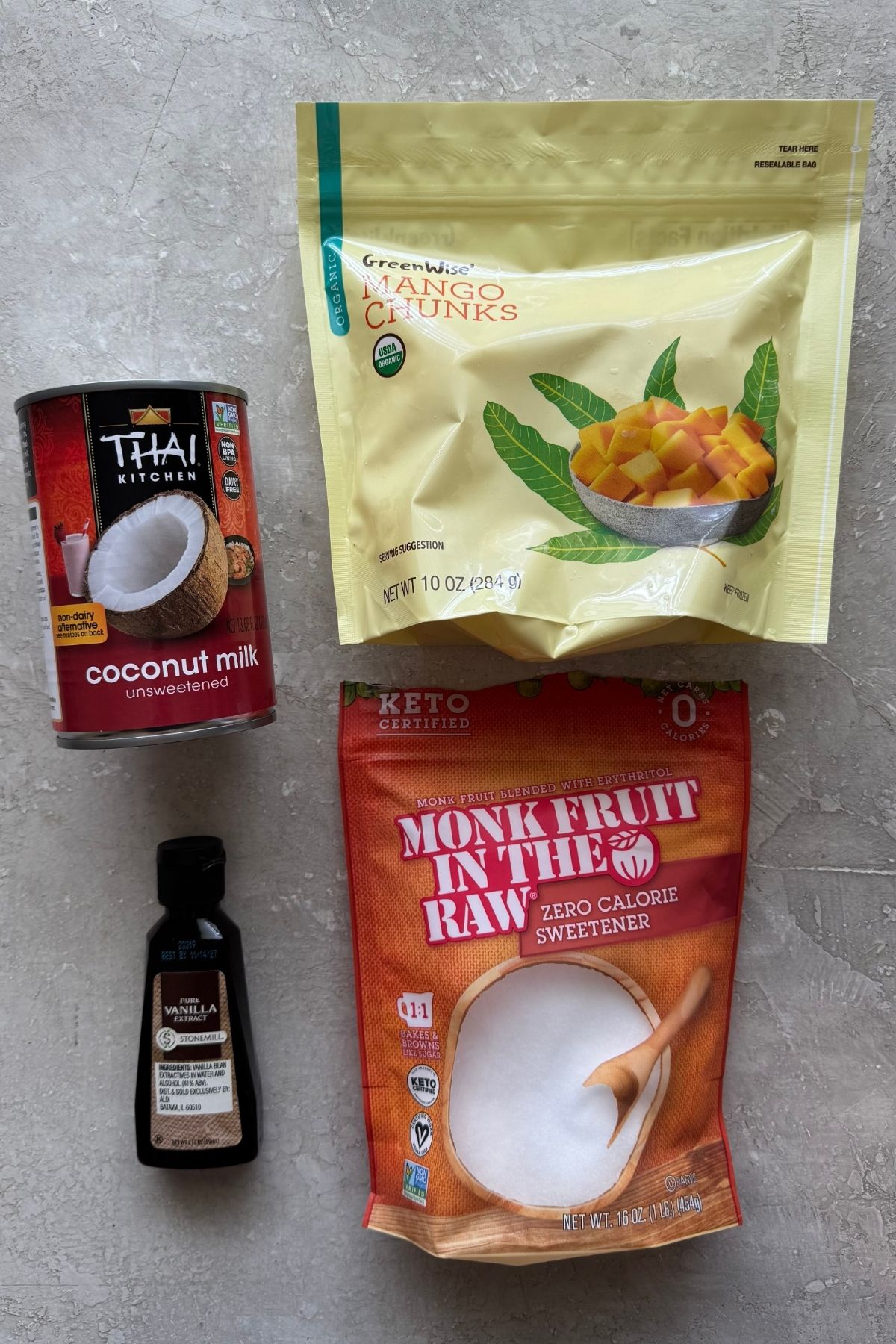 ingredients for mango ice cream