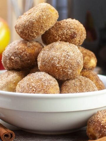 Air Fryer Apple Pie Bites in a bowl.