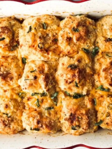 Cheddar Bay with-Sausage-and-Eggs. in a casserole