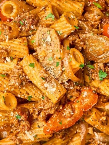 Chorizo Rigatoni in a bowl