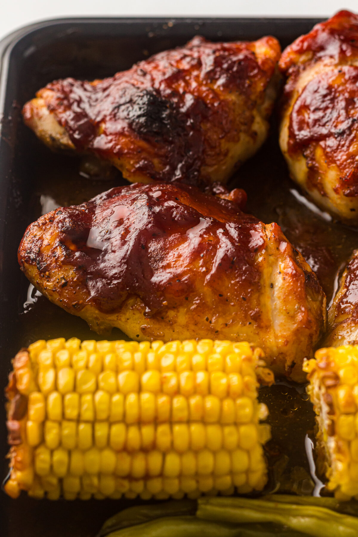 chicken thighs and corn.
