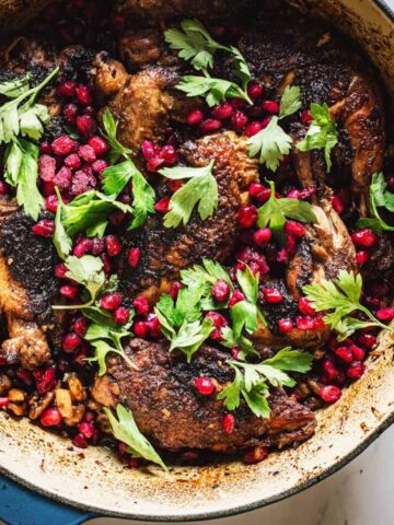 Pomegranate chicken with walnuts