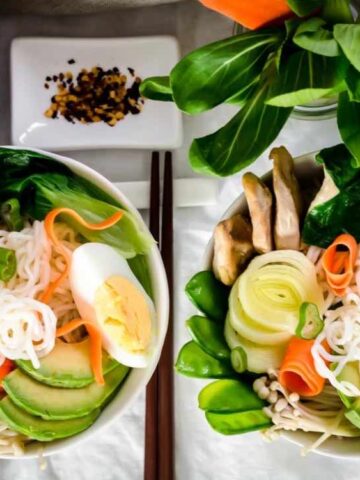 two bowls of Ramen Chicken Noodles