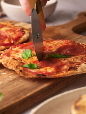 Tortilla Pizza in chopping board