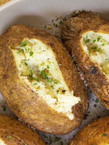 air fried baked potato in a plate