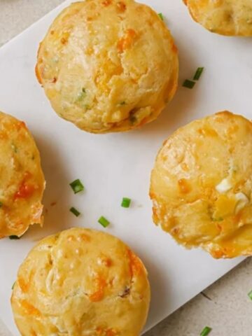 cottage cheese muffins in a rectangular plate