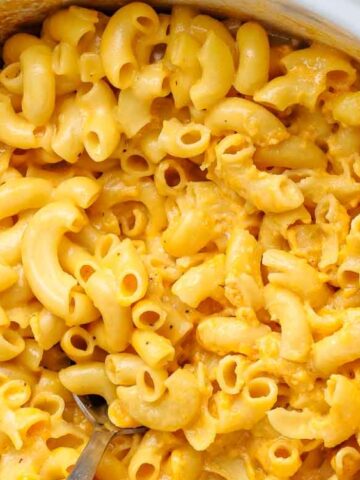 macaroni with cheese on a pot