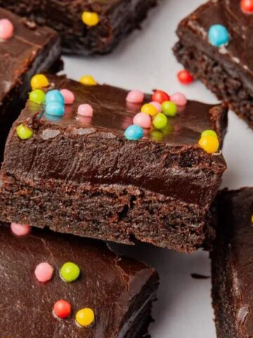 brownies with crispy rainbow sprinkle on top