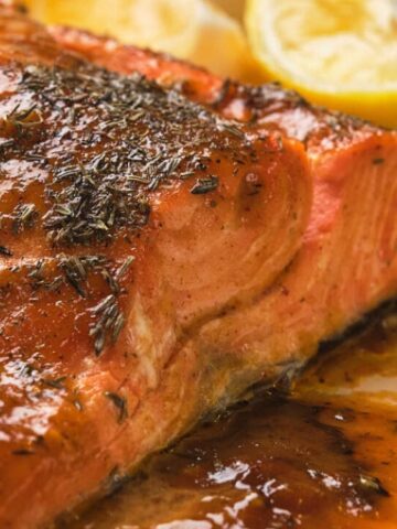 Honey Mustard Salmon with lemon on the side