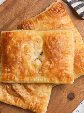 Puff Pastry Apple Pie Pockets on th chopping board