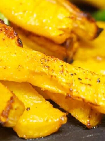 crispy golden yellow rutabaga fries