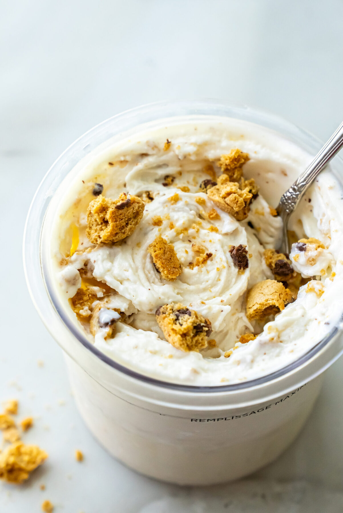 High Protein Caramel Chocolate Chip Ninja Creami Ice Cream (Gluten Free)