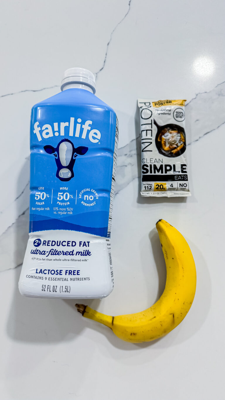 Ingredients to make Ninja Creami Banana Ice Cream with protein powder